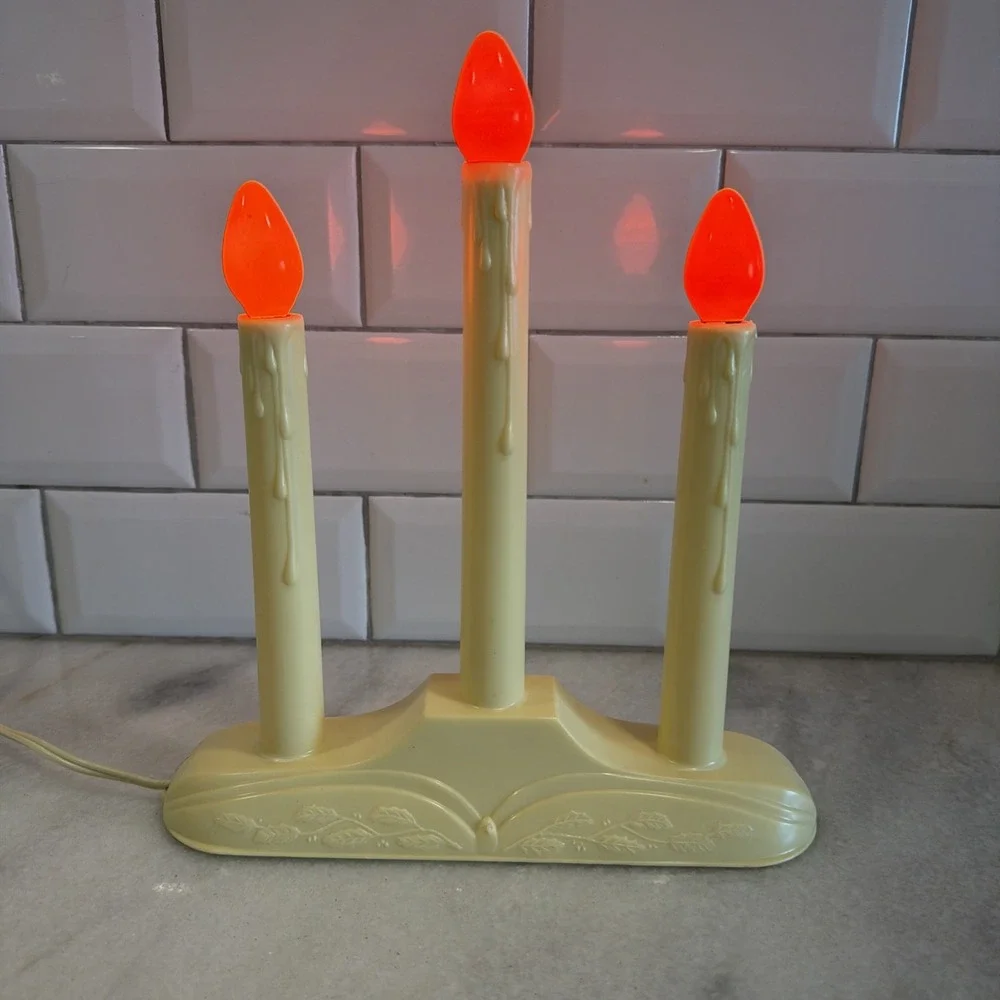 Vintage 3 Light Christmas Window Candles Candolier GWB001